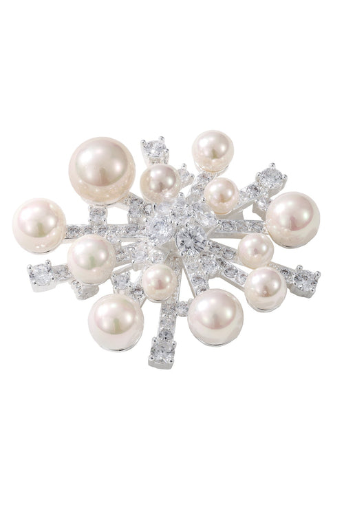 Faux Pearl & Crystal Brooch