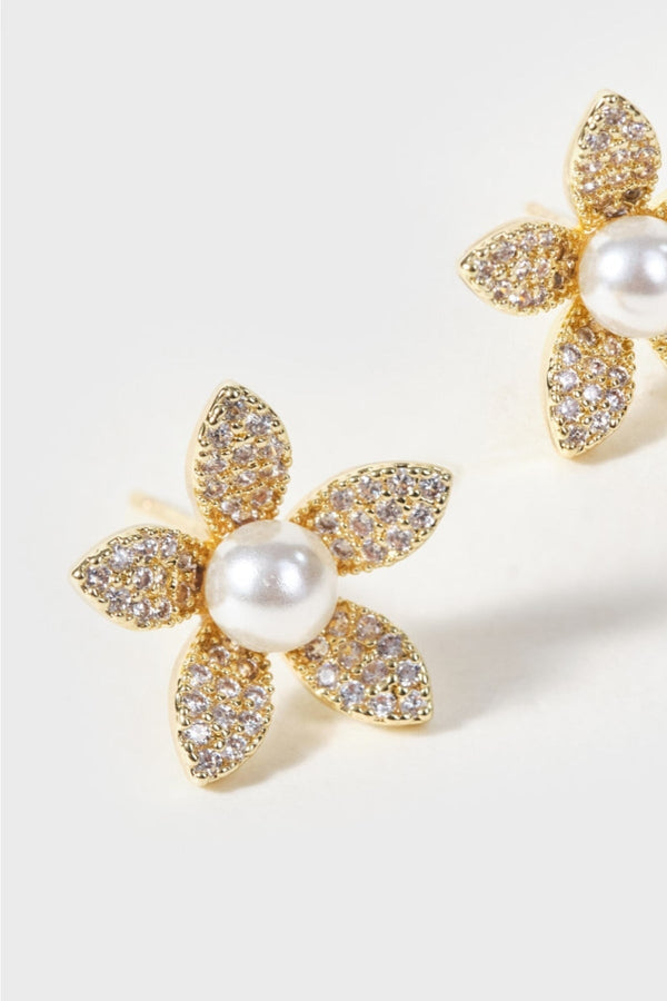 Carraig Donn Faux Pearl Flower Earrings