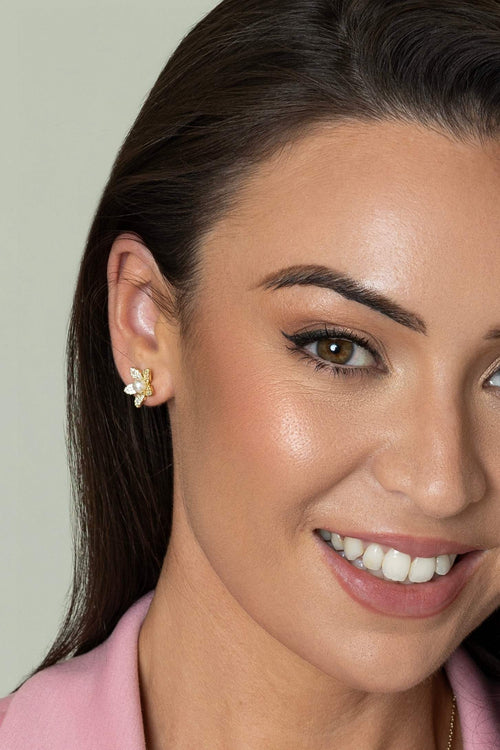 Faux Pearl Flower Earrings