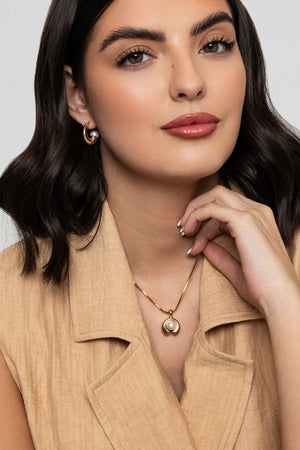 Carraig Donn Faux Pearl Gold Hoops