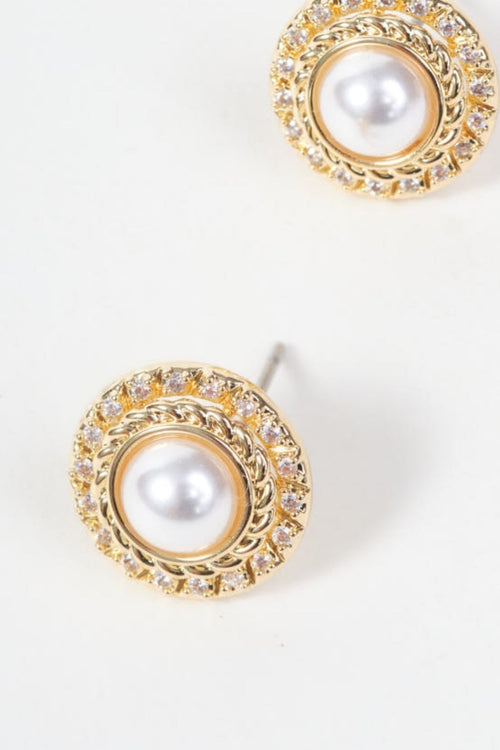 Carraig Donn Faux Pearl Gold Stud Earrings