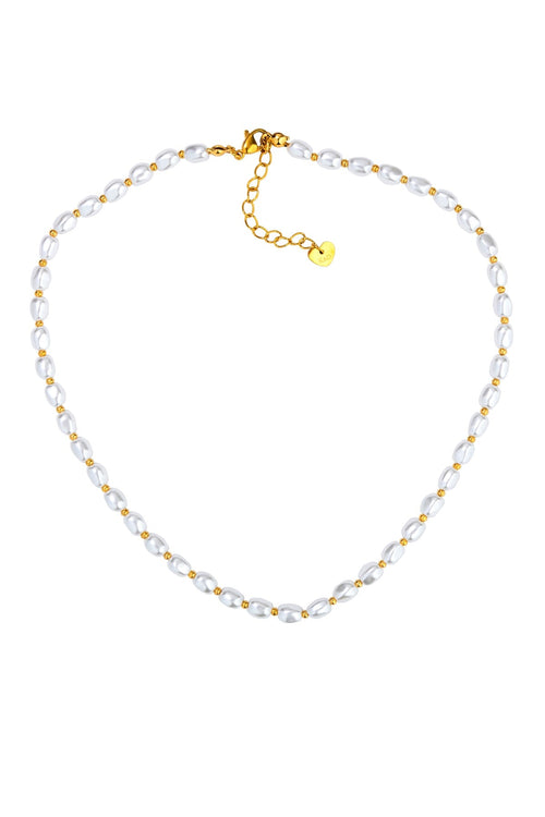 Faux Pearl Single Strand Gold Necklace