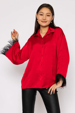 Carraig Donn Feather Cuff Shirt in Red