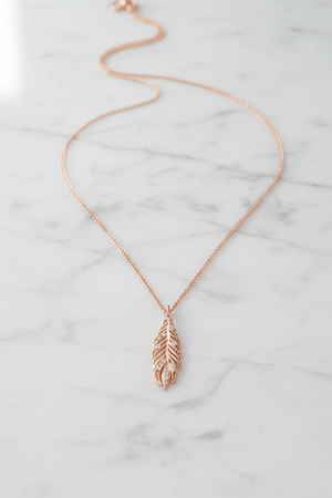 Carraig Donn Feather Pendant In Rose Gold