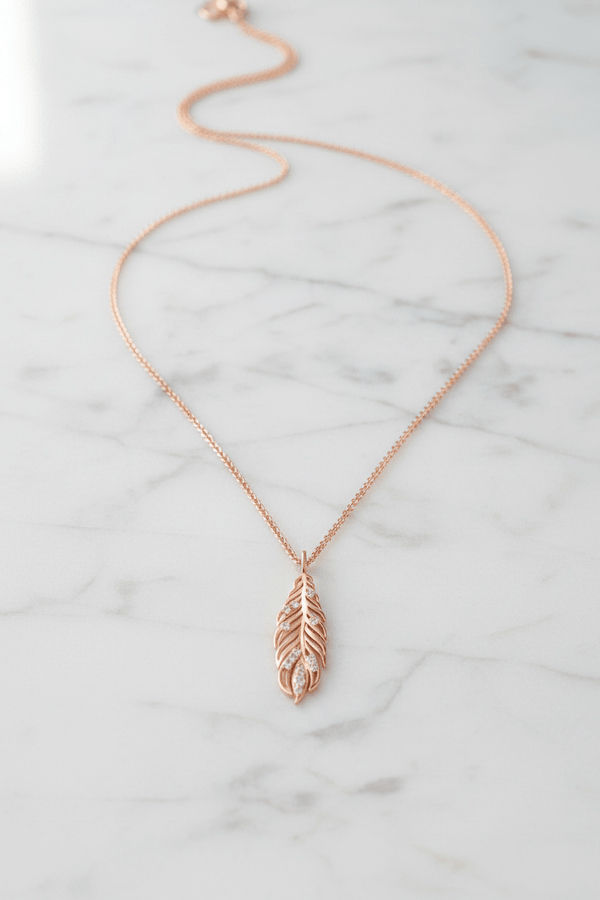Carraig Donn Feather Pendant In Rose Gold