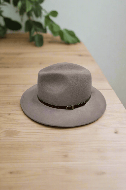 Beige Wool Fedora Hat