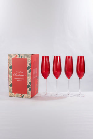 Carraig Donn Festive Red Champagne Glass Set Of 4