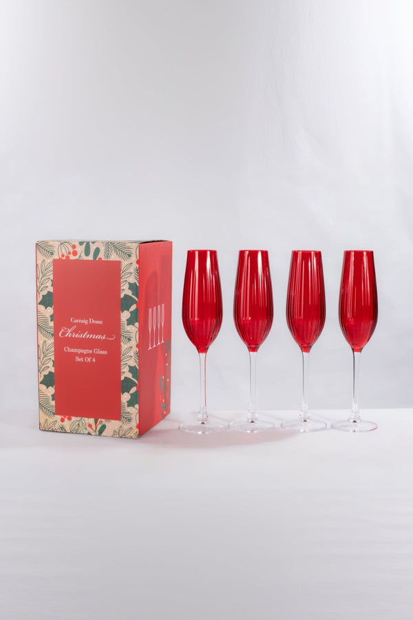 Carraig Donn Festive Red Champagne Glass Set Of 4
