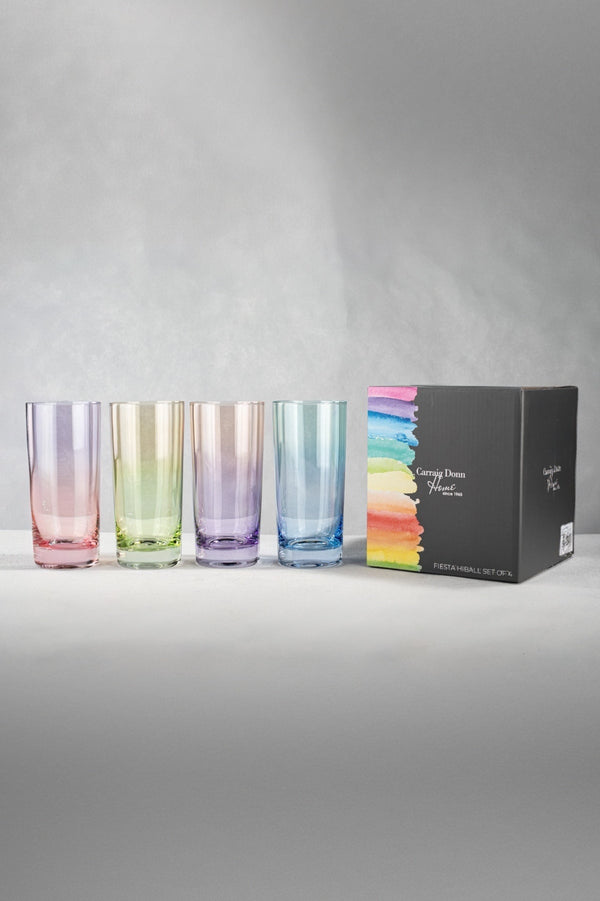 Carraig Donn Fiesta Hi Ball Glasses Set Of 4 - check colour in the box