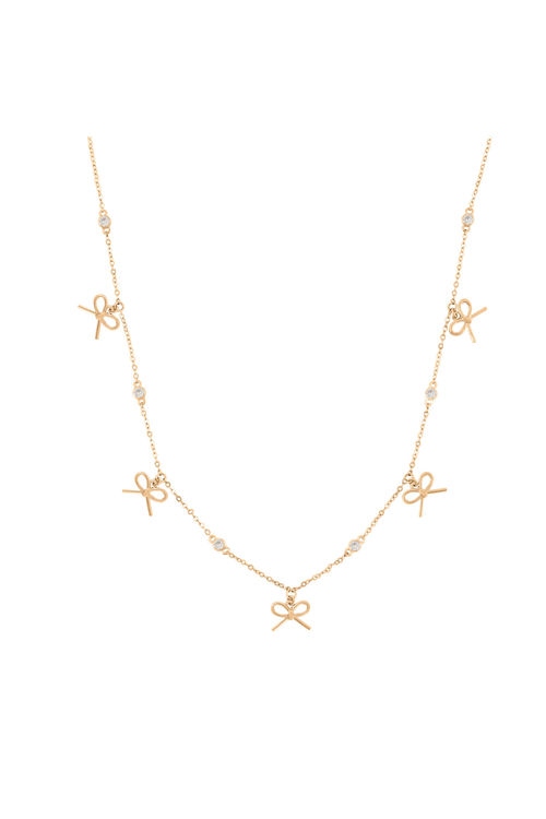 Five Bow Charm Gold Necklace