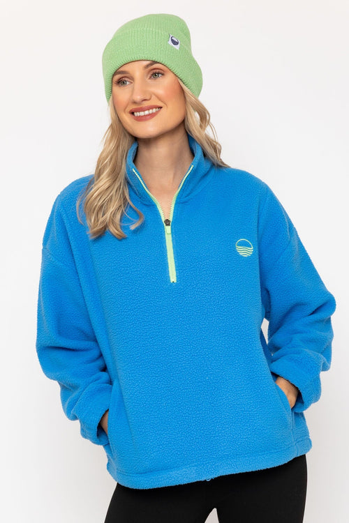 Blue Teddy Fleece With Contrast Zip