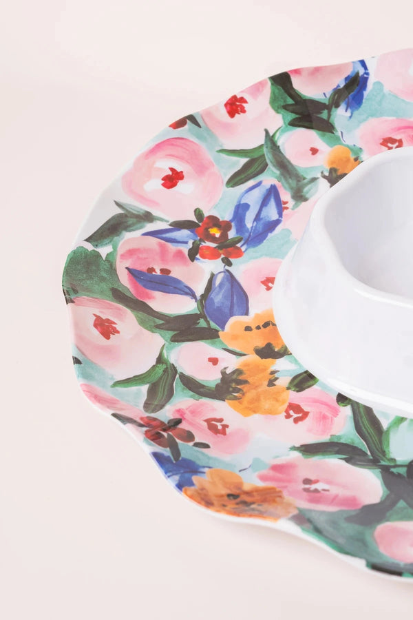 Carraig Donn Floral Melamine Chip and Dip Serving Platter