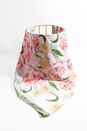 Carraig Donn Floral Pastel Green Border Scarf