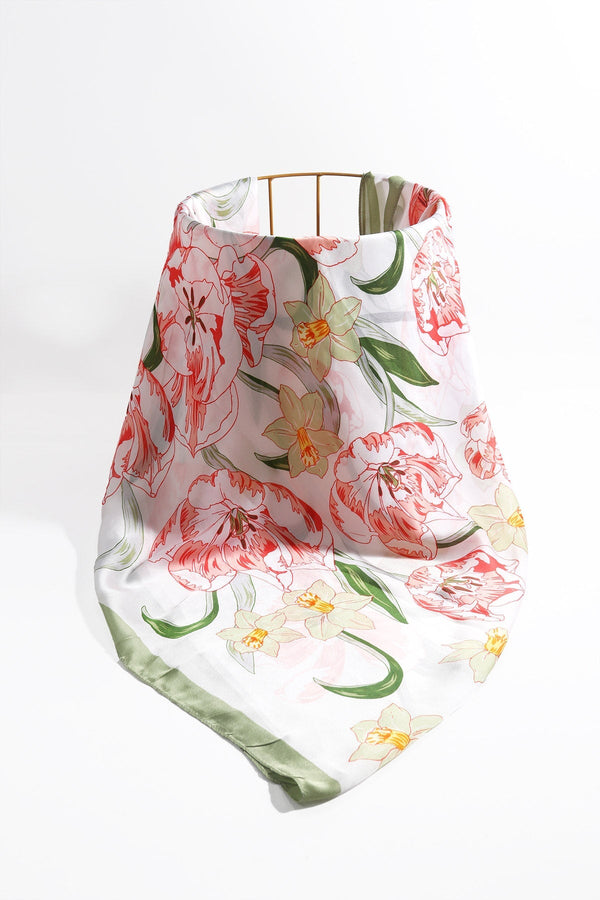 Carraig Donn Floral Pastel Green Border Scarf