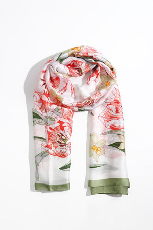 Carraig Donn Floral Pastel Green Border Scarf