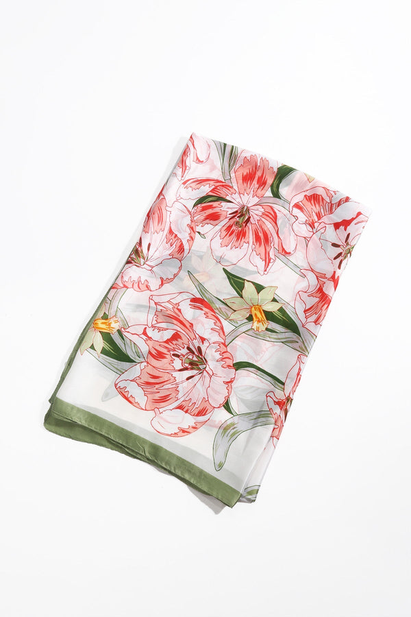 Carraig Donn Floral Pastel Green Border Scarf