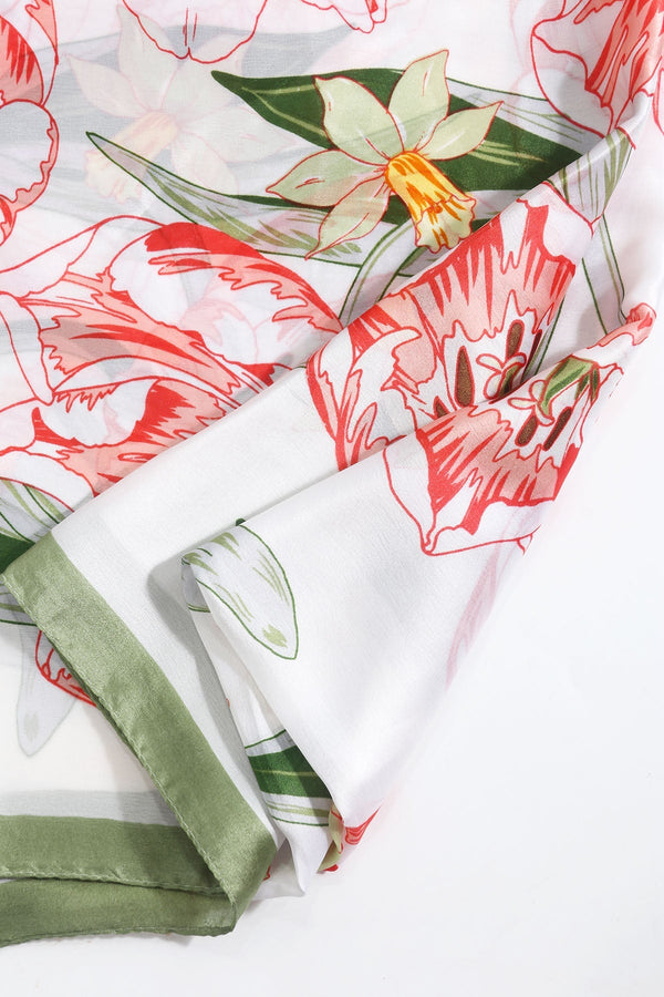 Carraig Donn Floral Pastel Green Border Scarf