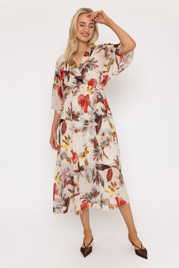 Floral Print Empire Waist Midi Dress