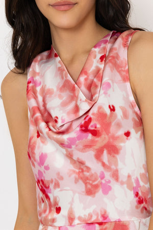 Carraig Donn Floral Satin Cowl Neck