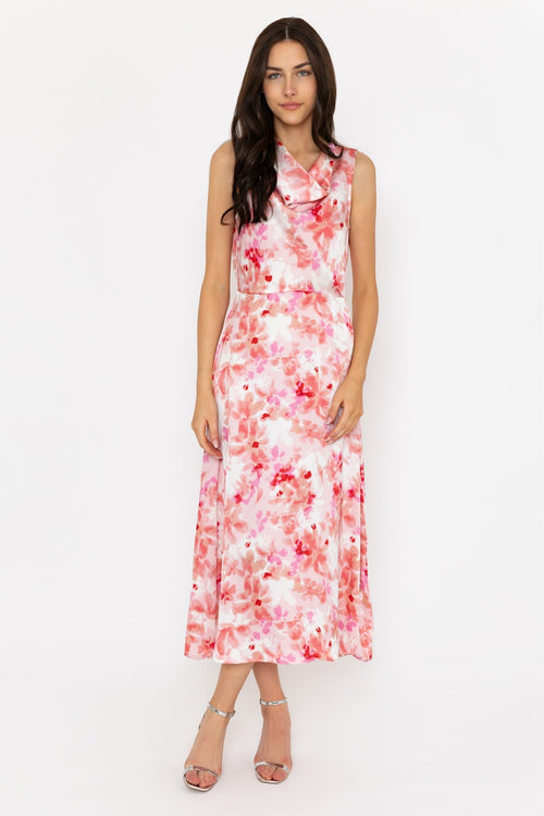 Floral Satin Cowl Neck