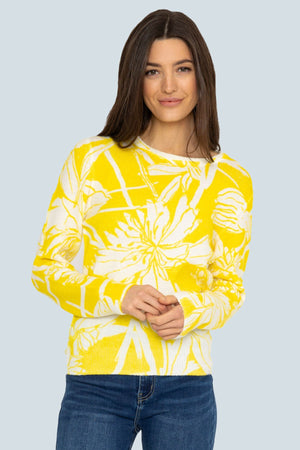 Floral Yellow All Over Print Knit