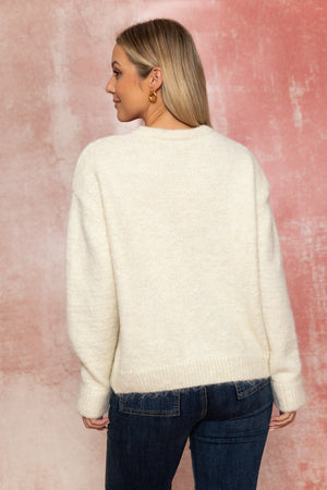 Carraig Donn Flower Embroidered Cardigan Cream