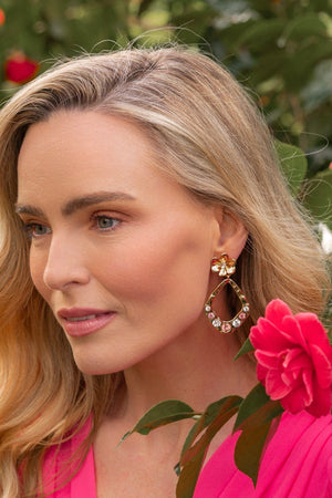Carraig Donn Flower & Stone Gold Earrings