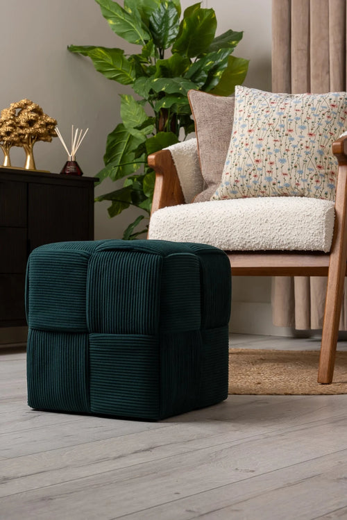 Forest Green Rubix Corduroy Stool