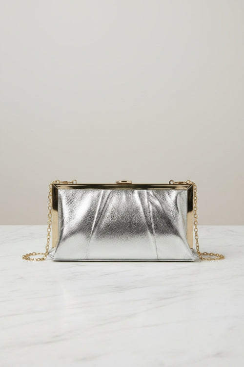 Framed Silver Clutch Bag