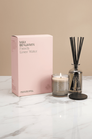 Carraig Donn French Linen Water Candle & Diffuser Gift Set