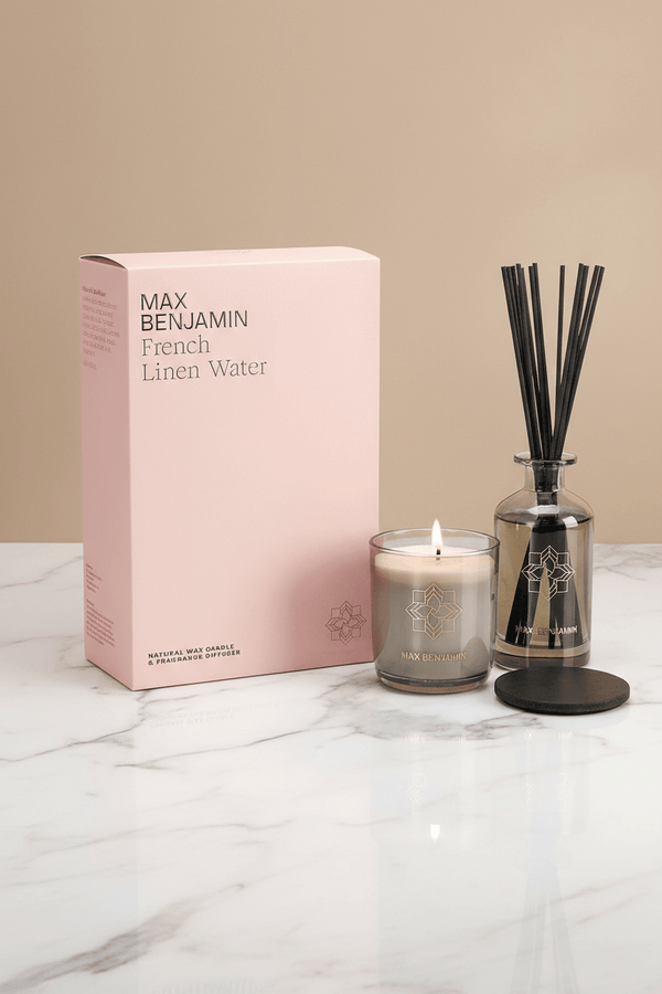 Carraig Donn French Linen Water Candle & Diffuser Gift Set
