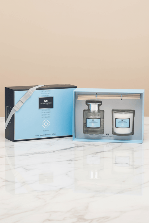 Fresh Linen Luxury Candle Diffuser Gift Set