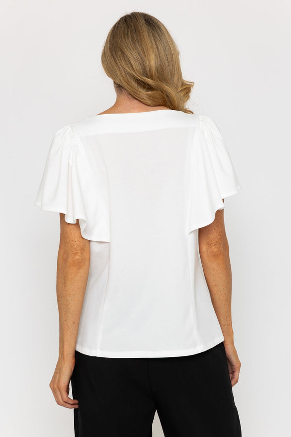 Carraig Donn Frill Sleeve Top in Ecru