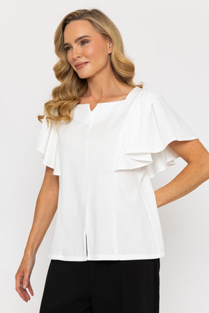 Carraig Donn Frill Sleeve Top in Ecru