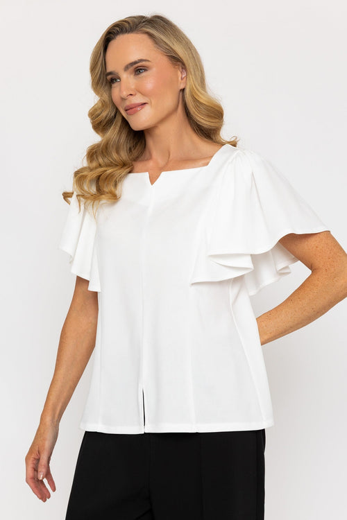 Frill Sleeve Top in Ecru