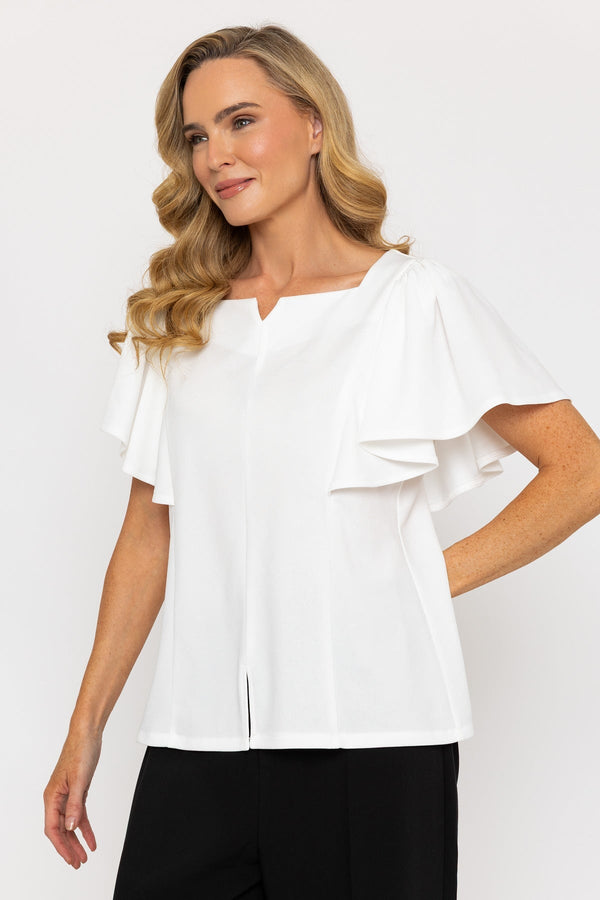 Carraig Donn Frill Sleeve Top in Ecru