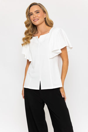 Carraig Donn Frill Sleeve Top in Ecru