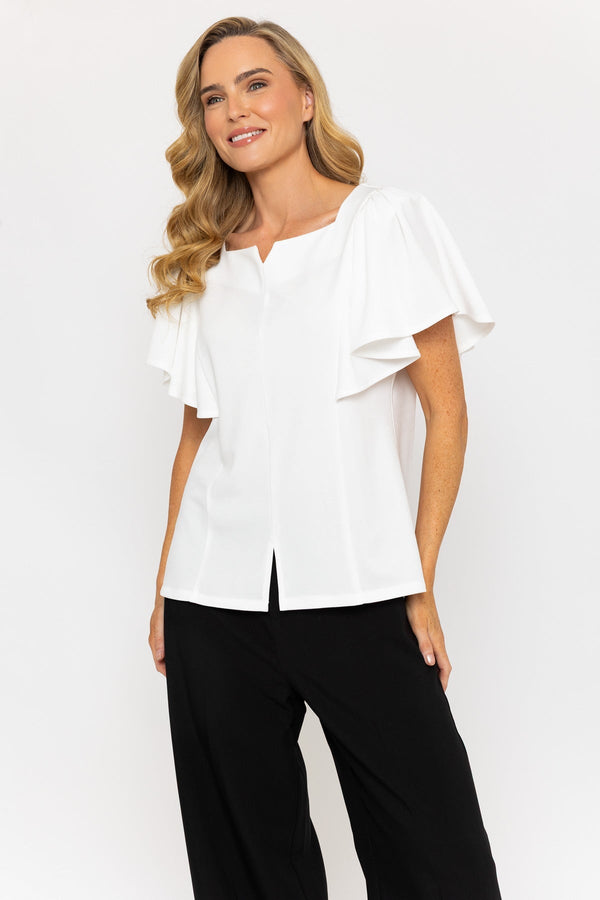 Carraig Donn Frill Sleeve Top in Ecru