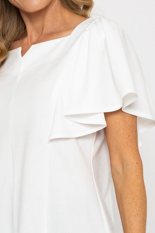Carraig Donn Frill Sleeve Top in Ecru