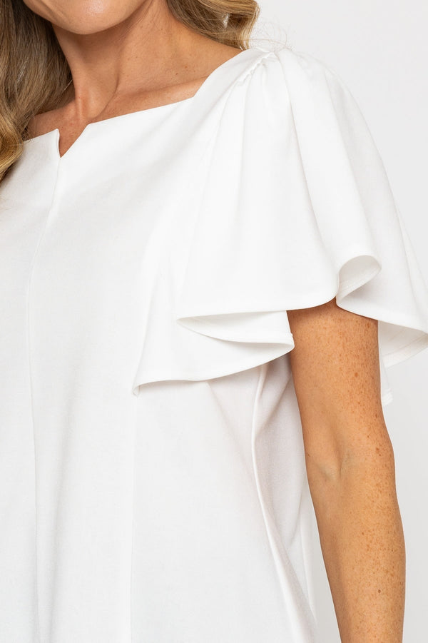 Carraig Donn Frill Sleeve Top in Ecru