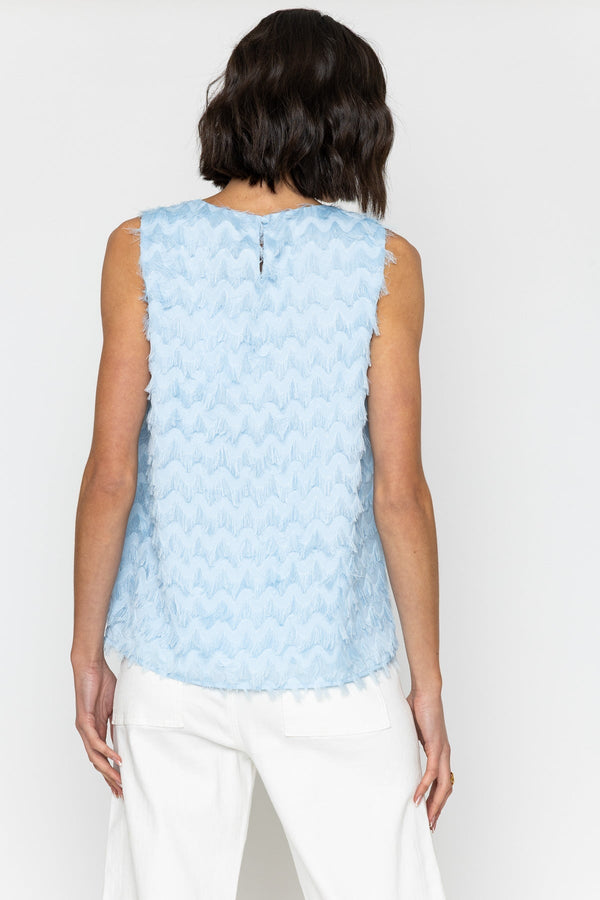 Carraig Donn Fringed Sleeveless Top Blue