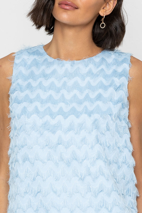 Carraig Donn Fringed Sleeveless Top Blue