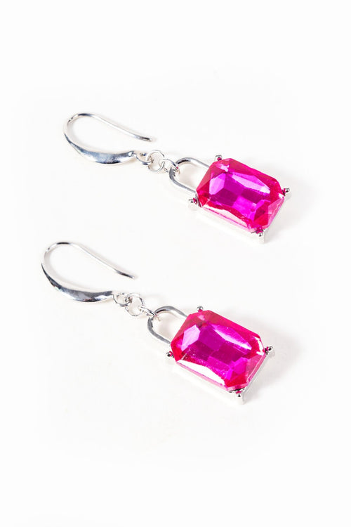 Fuchsia Pink And Silver Earrings