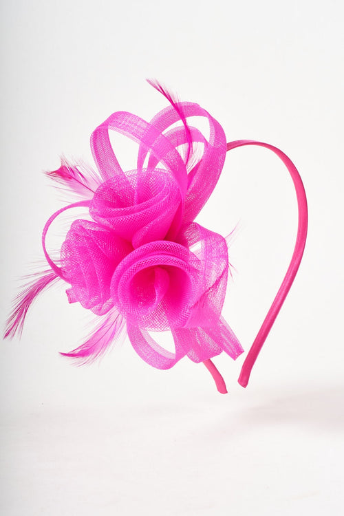 Fuchsia Pink Mini Gathered Flower Fascinator