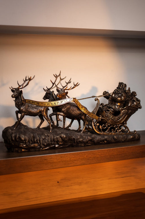 Genesis Bronze Santa on Sleigh Ornament