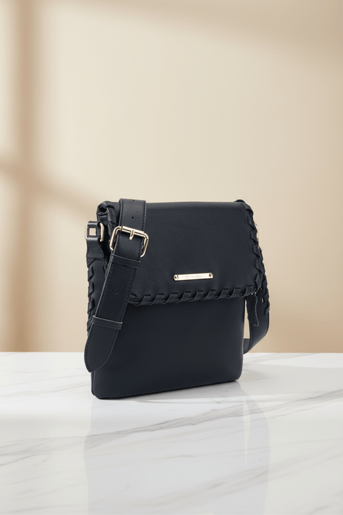 Carraig Donn Glace Whipstitch Black Crossbody Bag