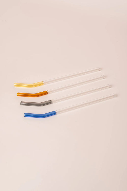 Set of 4 Multicolour Glass Straws