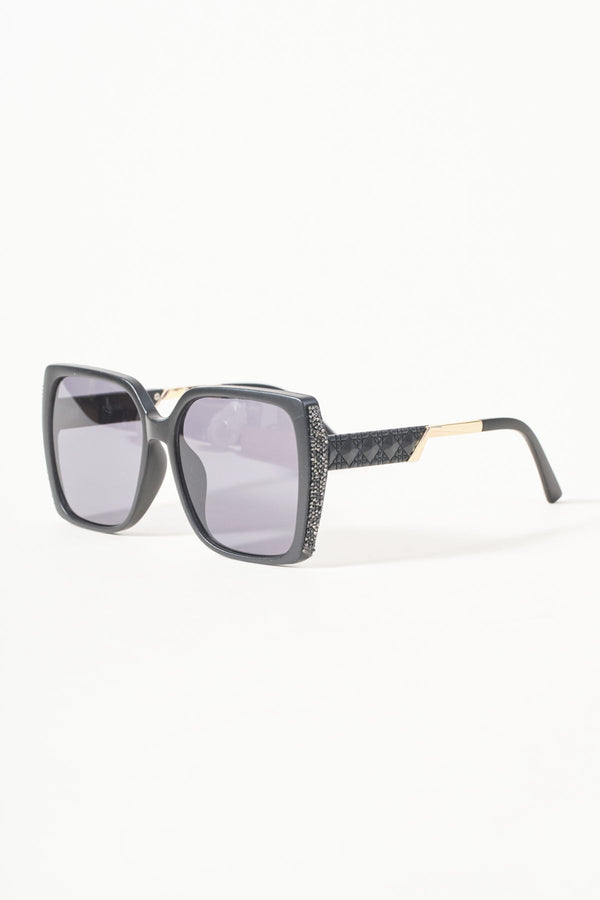 Carraig Donn Glitter Trim Black Square Sunglasses
