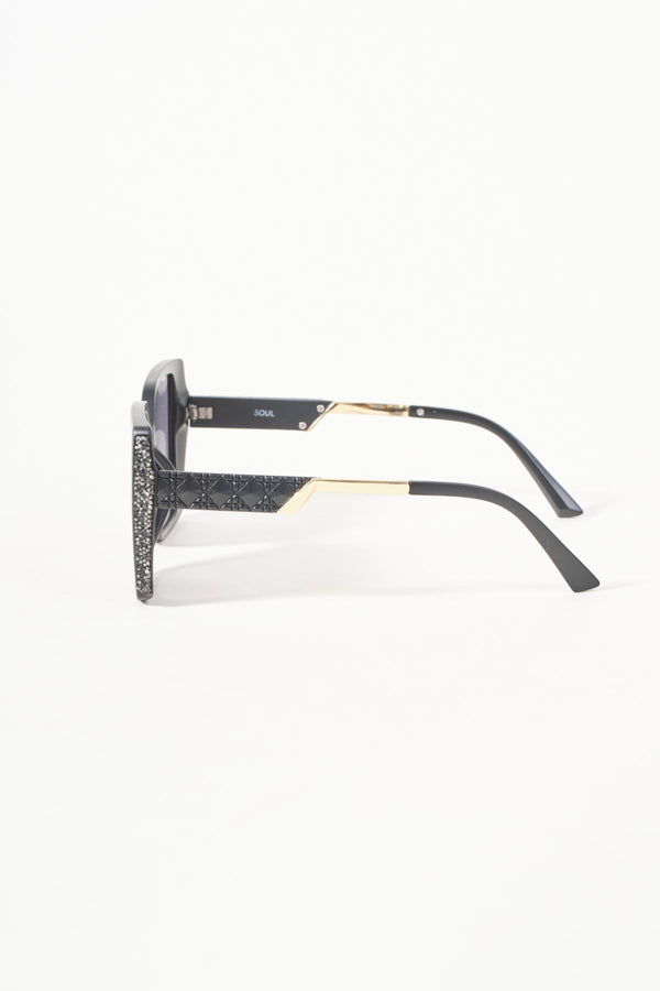 Carraig Donn Glitter Trim Black Square Sunglasses