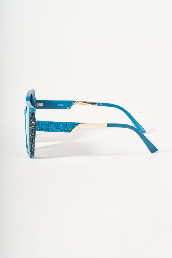 Carraig Donn Glitter Trim Teal Square Sunglasses